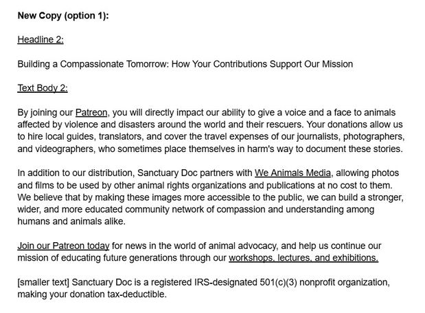 CTA for non-profit homepage